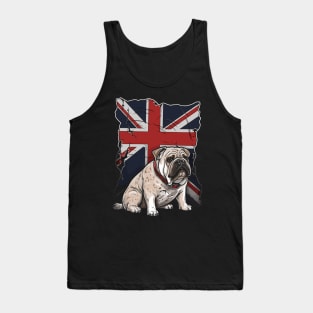 British Bulldog and Flag Cartoon - Patriotic Pet Design Tank Top